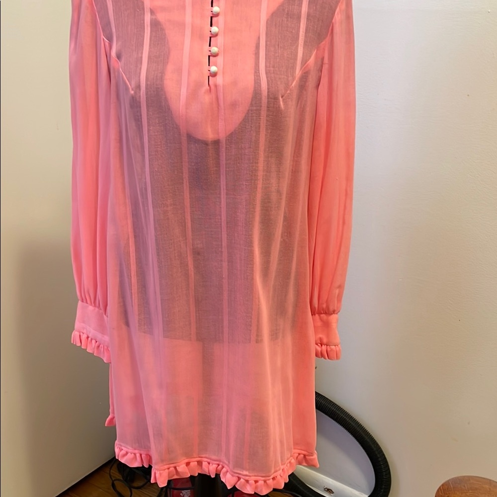 Sheer Pink Button-Down Tunic -I call it a very very sheer mini dress